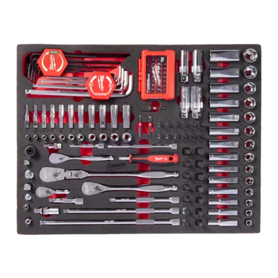153 pc 1/4'' and 3/8'' Ratchet and Socket and Bit Socket Set Foam Insert