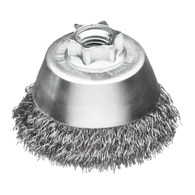 Szczotki kielichowe do małej szlifierki kątowej, drut falowany.