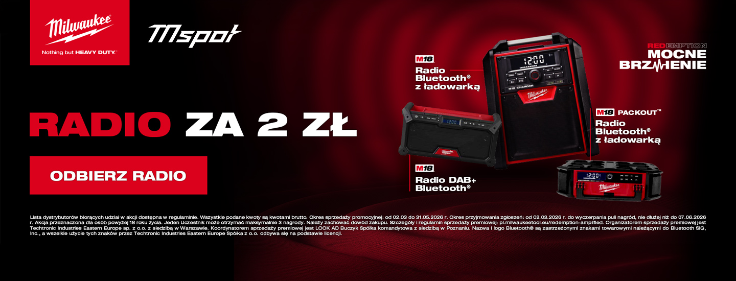 REDEMPTION MOCNE BRZMIENIE Radio za 2 zł Milwaukee